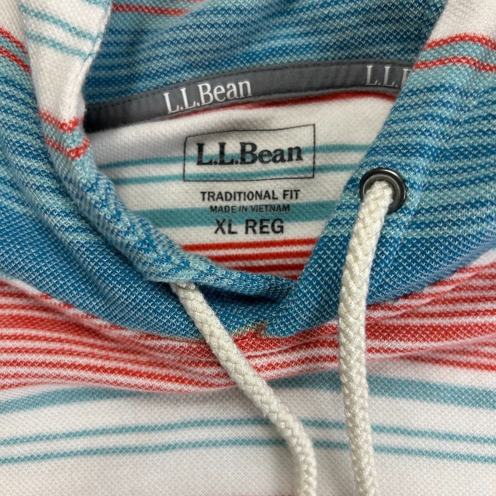 L.L.Bean Hooded Sweatshirt Mens XL Multicolor Striped Soft Traditional Fit - Picture 5 of 10